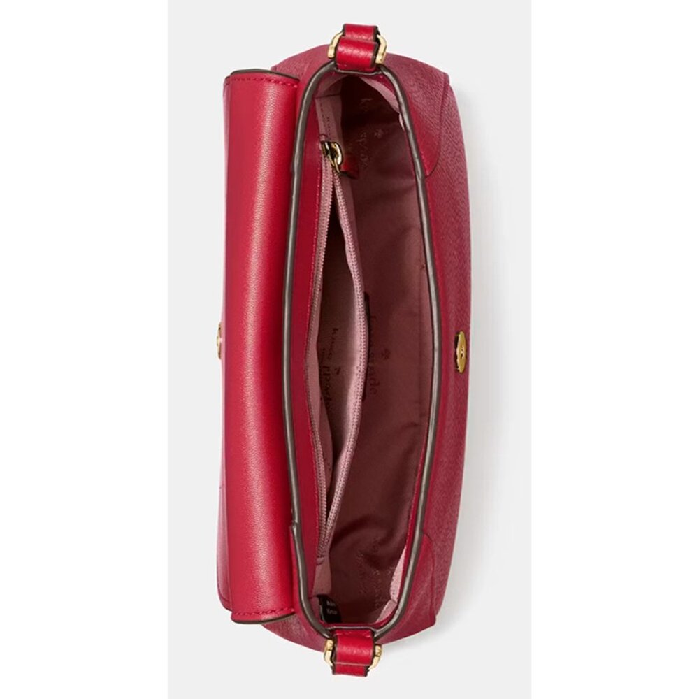 S Kate Spade Monica Small Flap Crossbody Bag Red Leather Purse KF364 NWT $259 - Picture 5 of 6